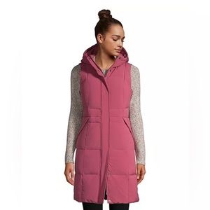 Long puffer vest Rose pink sz L lands End